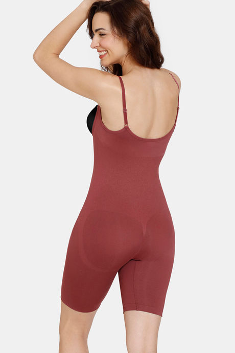 Zivame All Day Seamless Knee Length Bodysuit - Wild Ginger — image 4